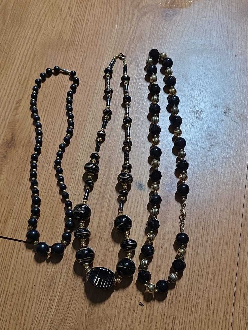 Black and Gold Beaded Necklace - Elegant Women's Jewelry